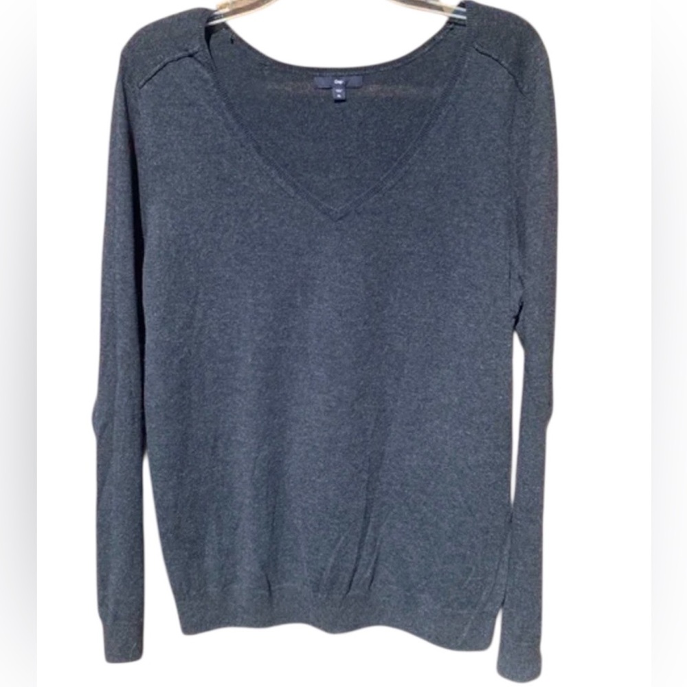 GAP V Neck Wool Blend Sweater Gray - XL